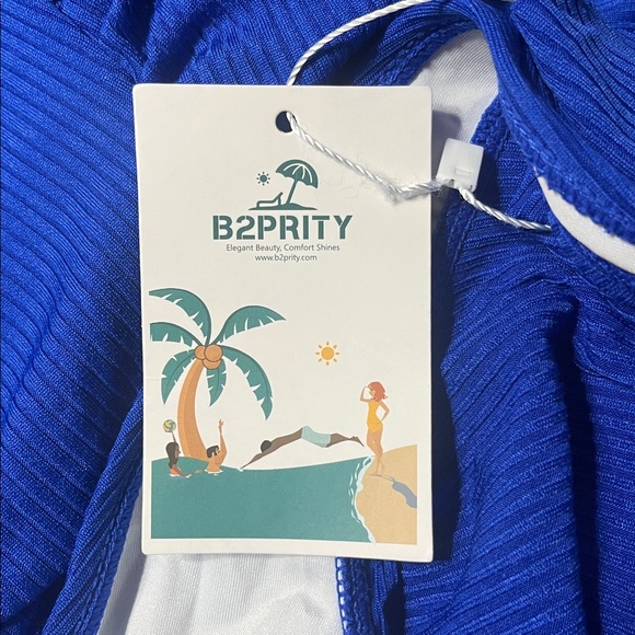 B2Prity One Piece Swimsuit Sz M Ruffle Sleeves Cutout Textured Tummy Control - Picture 6 of 7